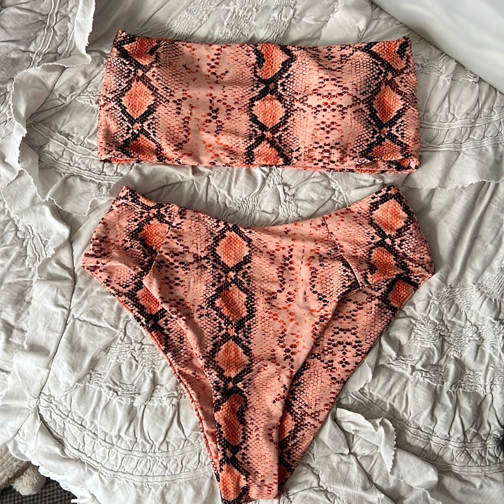 Coral snake print high waisted bikini